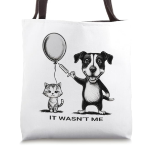 It Wasn't Me, Cat and Dog Graphic Saying Tote Bag