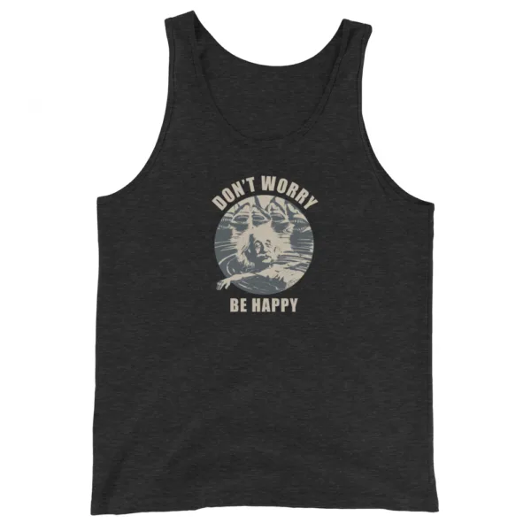 Albert Einstein is Happy at the Ocean, Graphic Saying Tank Top - Image 2