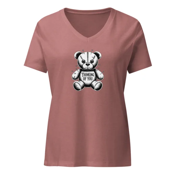 Womens Thinking of You, Sarcastic Saying Graphic V-Neck T-Shirt - Image 4