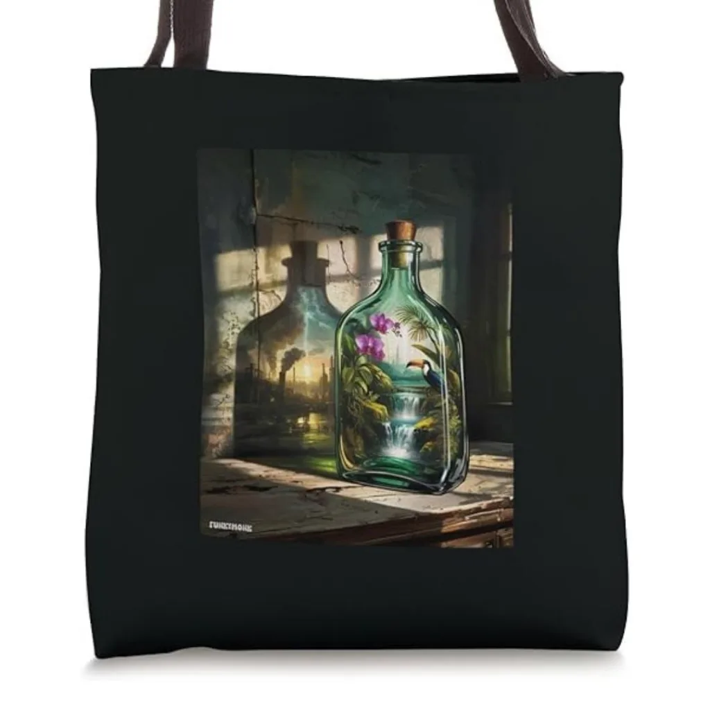 Nature vs Industry | Environmental Contrast Graphic Tote Bag