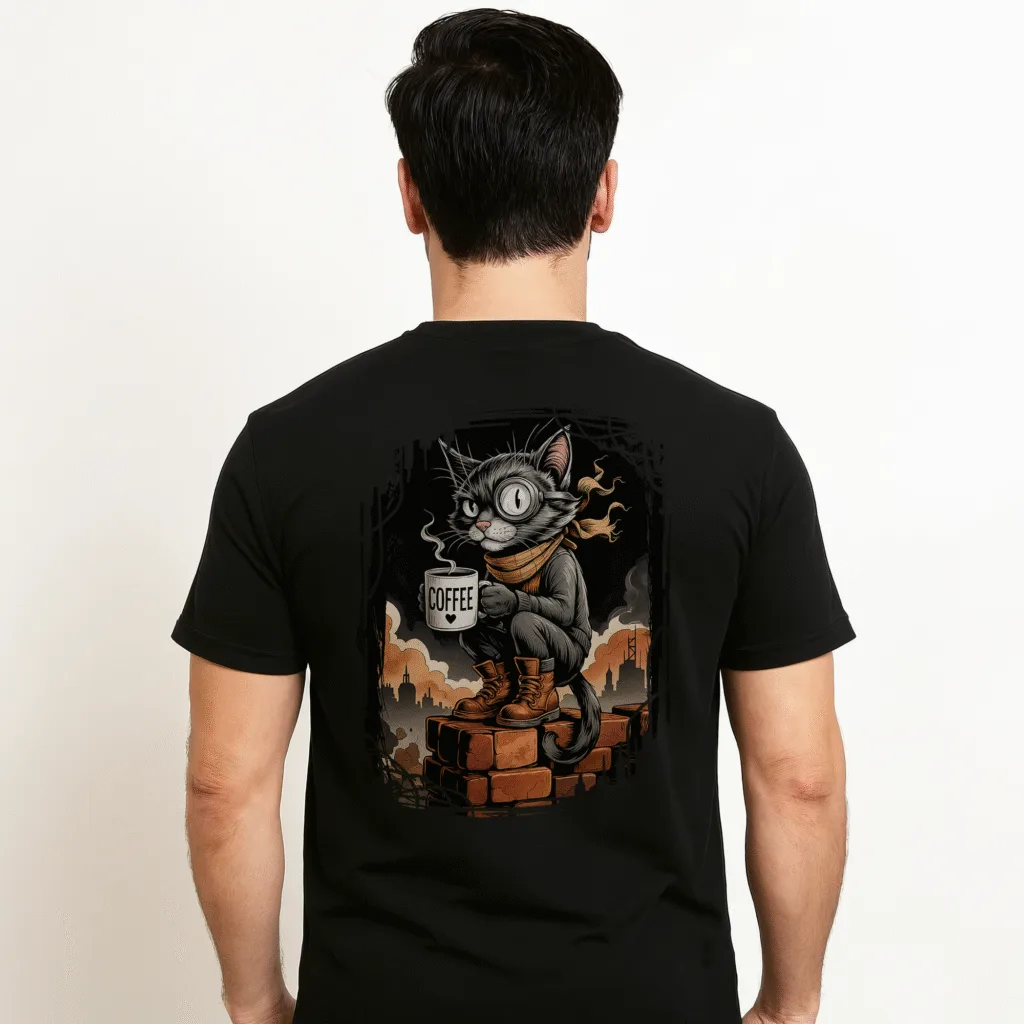 Funny Cat Graphic T-Shirt with Coffee & Attitude