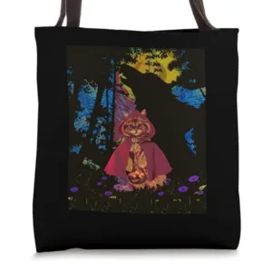 Little Cat with Red Hood lost in the Woods - Graphic Tote Bag